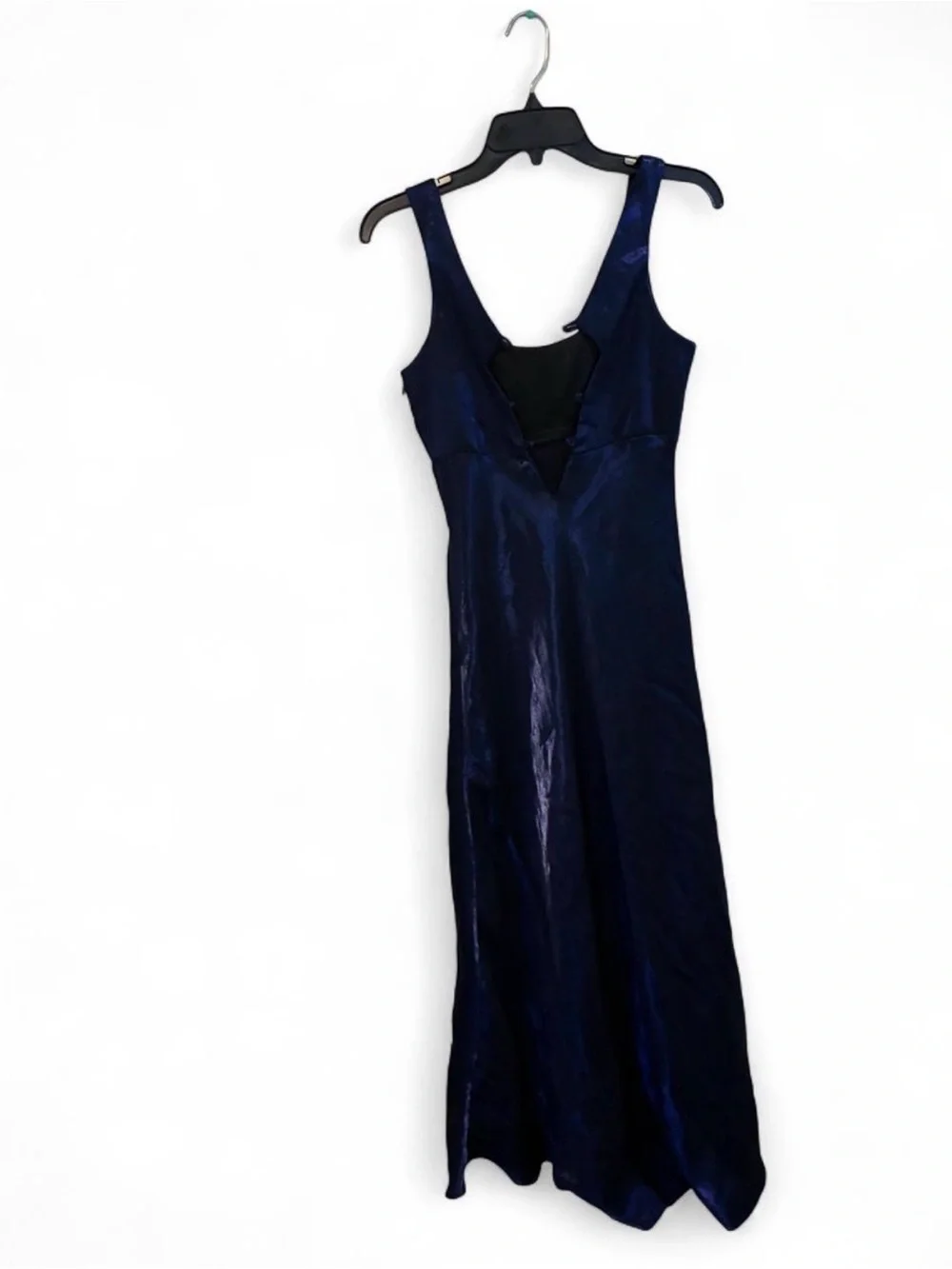 Night Way Collections Navy Blue Satin Prom Gown